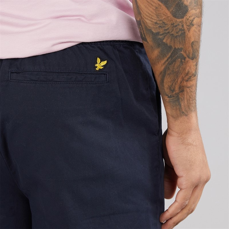 Lyle And Scott Vintage Mens Drawstring Tapered Chinos Dark Navy - Image 3