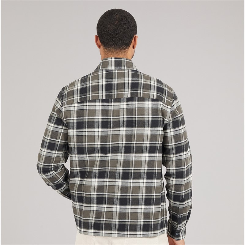 Lyle And Scott Vintage Mens Brushed Cotton Check Shirt Jet Black/Limestone - Image 2