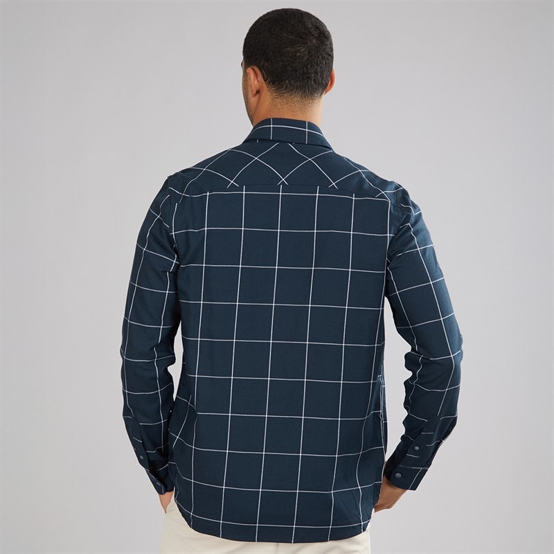 Lyle And Scott Vintage Mens Window Pane Check Shirt Dark Navy/White - Image 2
