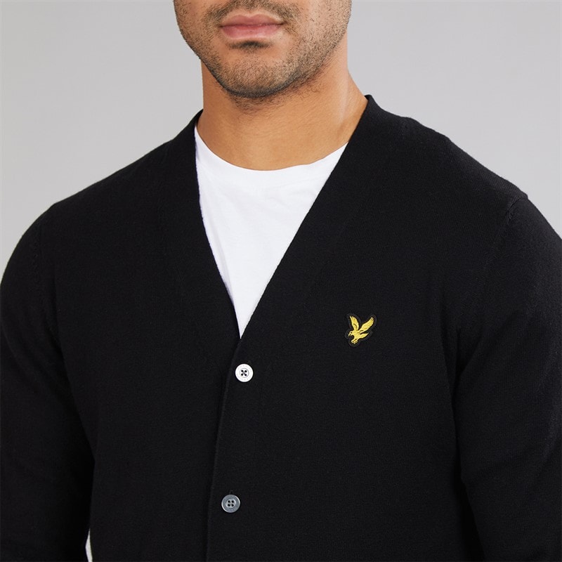 Lyle And Scott Vintage Mens V Neck Cardigan Jet Black - Image 3