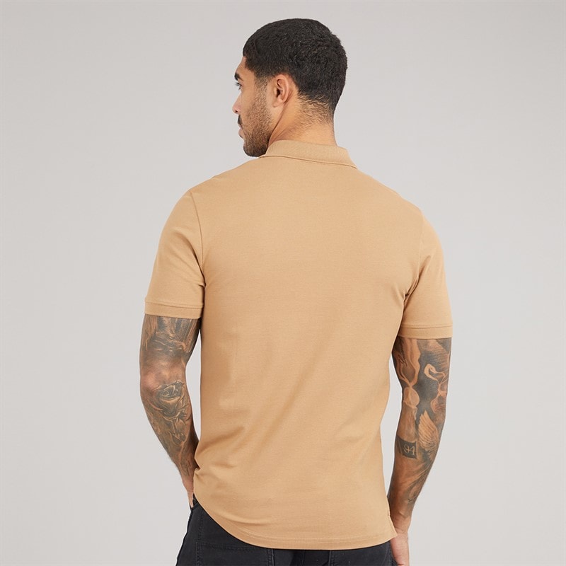 Lyle And Scott Vintage Mens Plain Polo Shirt Tigers Eye - Image 2