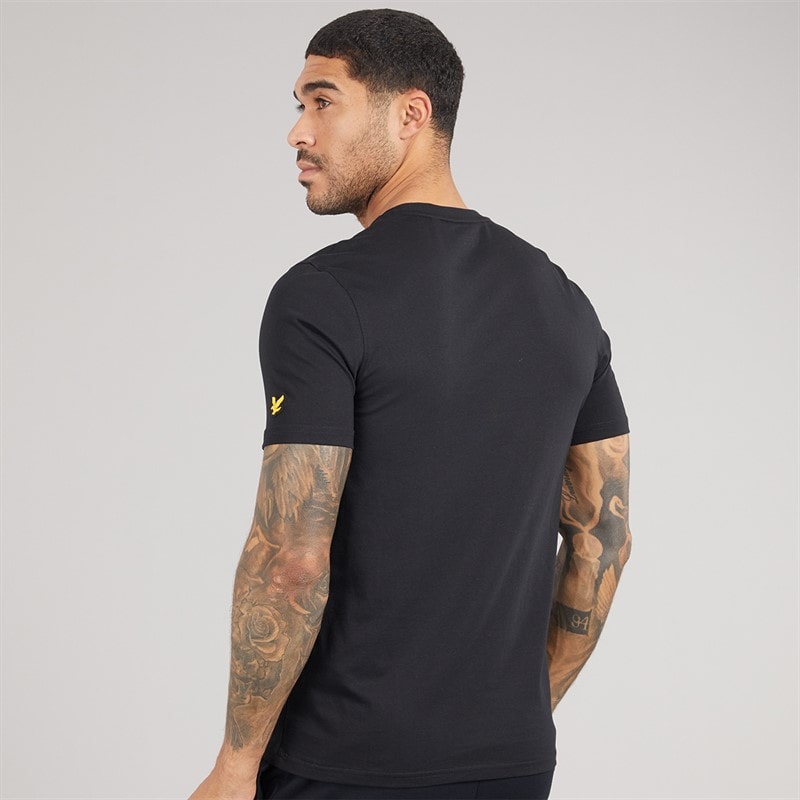 Lyle And Scott Vintage Mens Stripe Logo Graphic T-Shirt Jet Black - Image 2