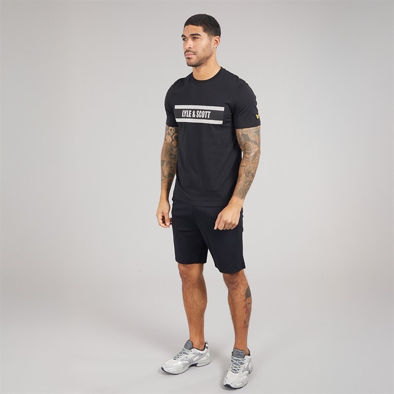 Lyle And Scott Vintage Mens Stripe Logo Graphic T-Shirt Jet Black - Image 4