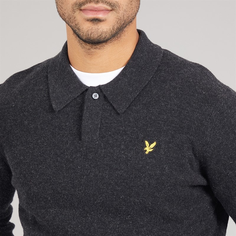 Lyle And Scott Vintage Mens Rugby Jumper Jet Black Marl - Image 3