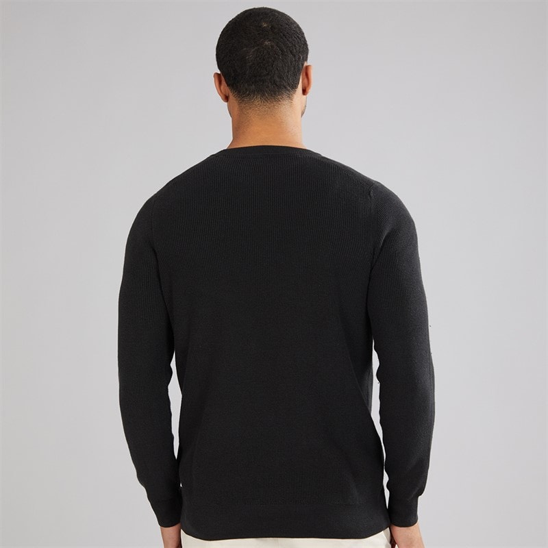 Lyle And Scott Vintage Mens Engineered Rib Crew Neck Jumper Black Ice - Image 2