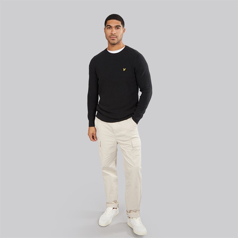 Lyle And Scott Vintage Mens Engineered Rib Crew Neck Jumper Black Ice - Image 4