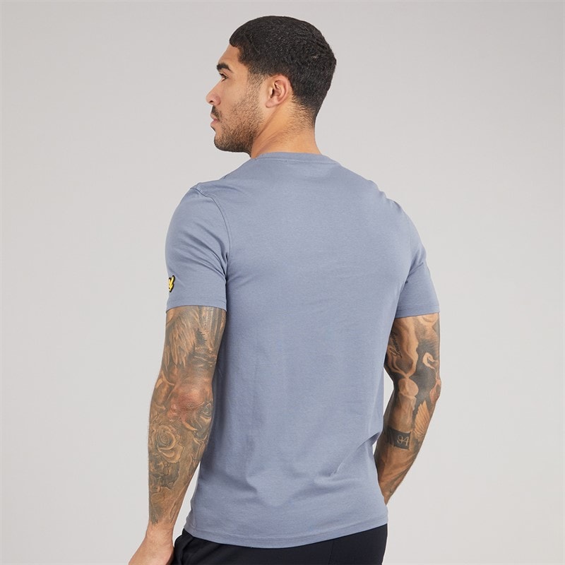 Lyle And Scott Vintage Mens Stripe Logo Graphic T-Shirt Steel Indigo - Image 2