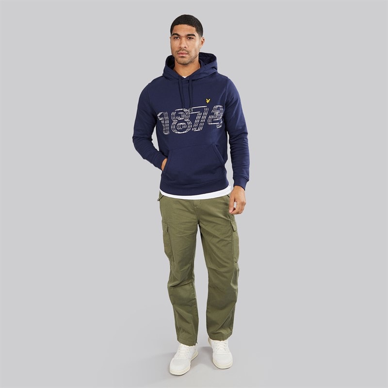 Lyle And Scott Vintage Mens 1874 Logo Pullover Hoodie Navy - Image 4
