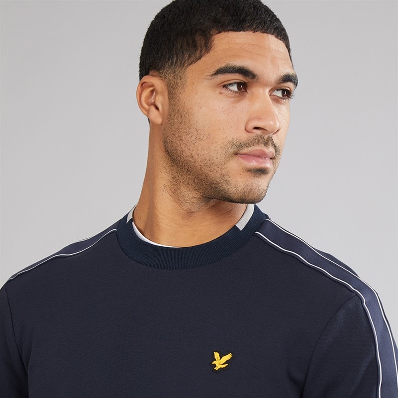 Lyle And Scott Vintage Mens Tape Crew Neck Sweatshirt Dark Navy - Image 3