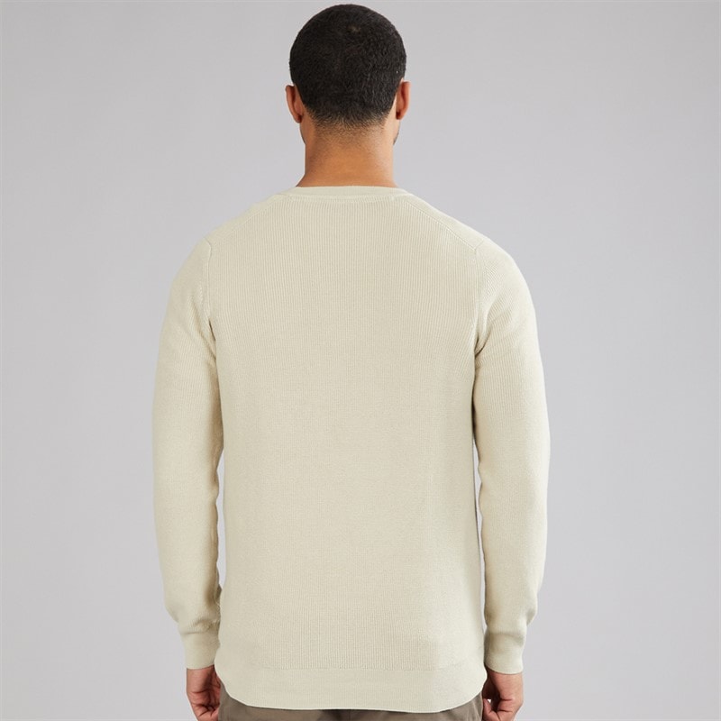 Lyle And Scott Vintage Mens Engineered Rib Crew Neck Jumper Grey Taupe - Image 2