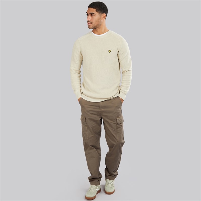 Lyle And Scott Vintage Mens Engineered Rib Crew Neck Jumper Grey Taupe - Image 3