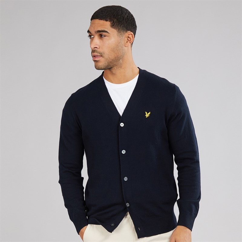 Lyle And Scott Vintage Mens V Neck Cardigan Dark Navy - Image 3