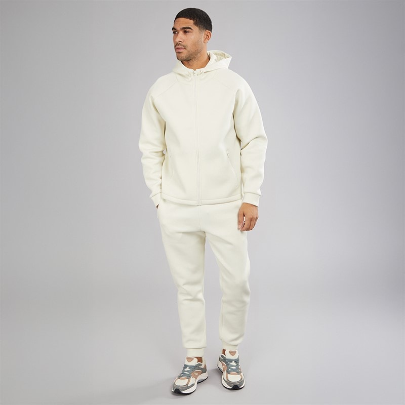 Lyle And Scott Vintage Mens Neoprene Zip Through Hoodie Bleached Stone - Image 3