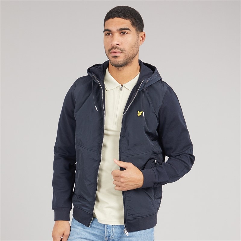 Lyle And Scott Vintage Mens Half Raglan Hybrid Hoodie Dark Navy - Image 1