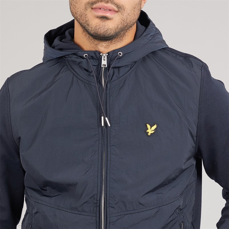Lyle And Scott Vintage Mens Half Raglan Hybrid Hoodie Dark Navy - Image 3