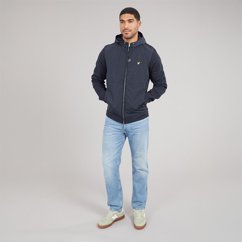 Lyle And Scott Vintage Mens Half Raglan Hybrid Hoodie Dark Navy - Image 4