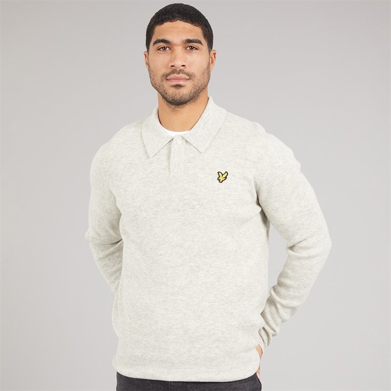 Lyle And Scott Vintage Mens Rugby Jumper Light Grey Marl