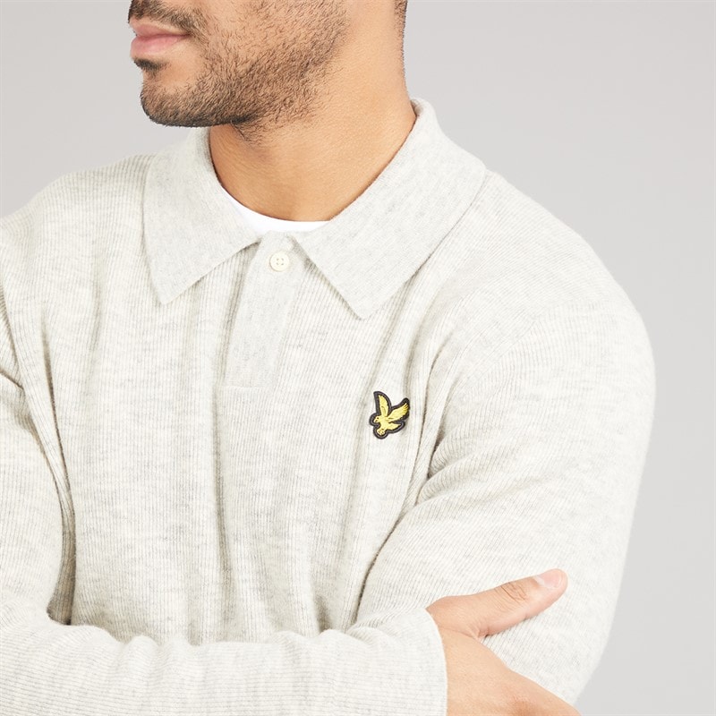 Lyle And Scott Vintage Mens Rugby Jumper Light Grey Marl - Image 3