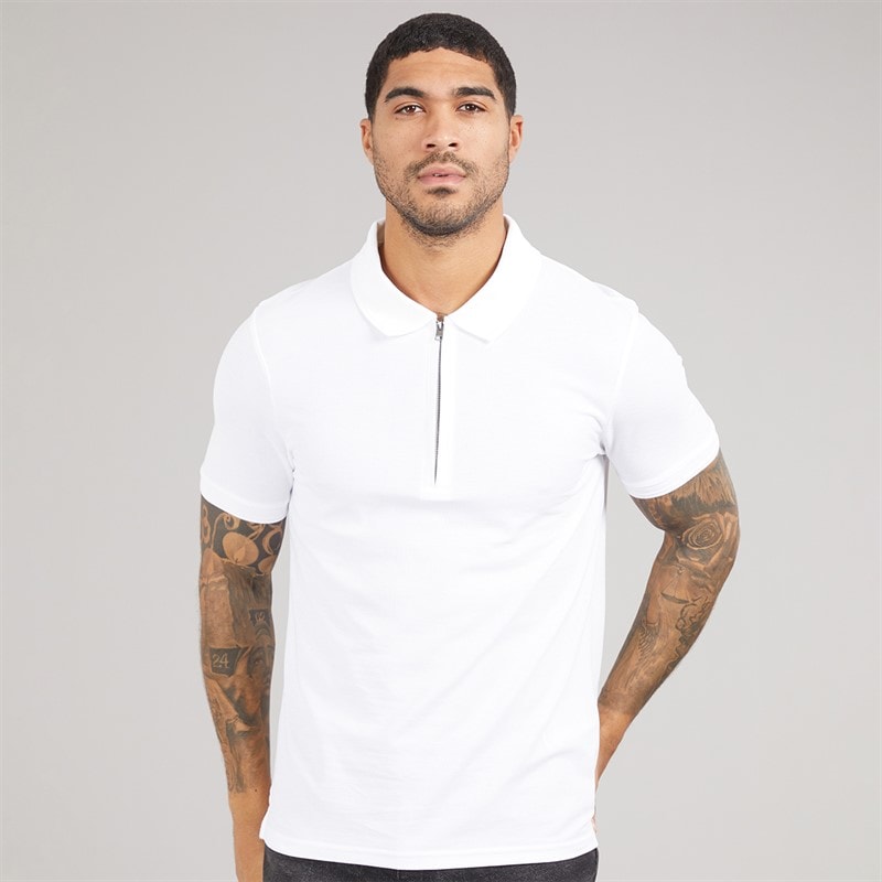 Lyle And Scott Vintage Mens Ottoman Half Zip Polo Shirt White - Image 1