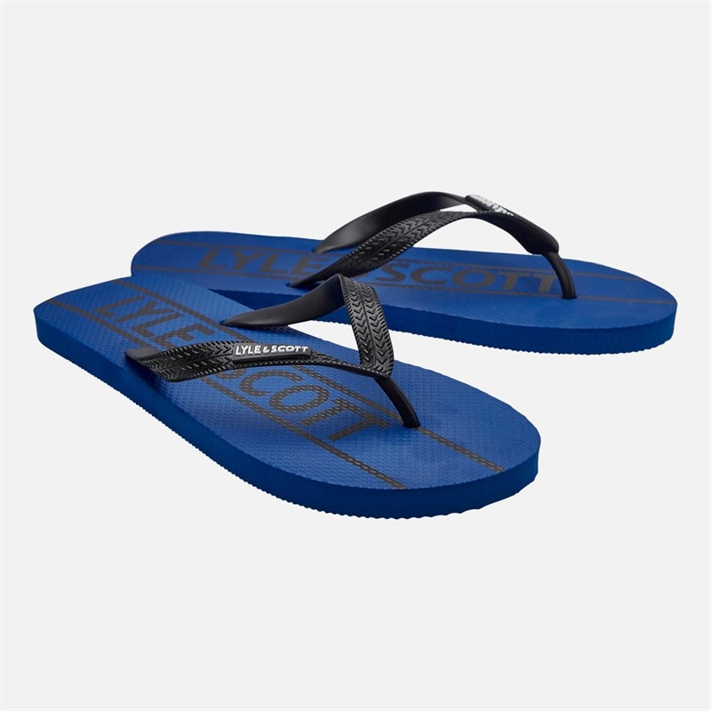 Lyle And Scott Vintage Mens Sand Flip Flops Royal Blue Blue/Black