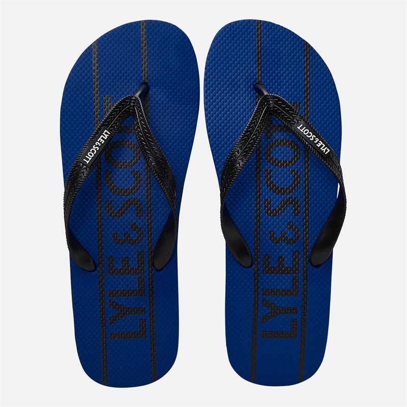 Lyle And Scott Vintage Mens Sand Flip Flops Royal Blue Blue/Black - Image 4