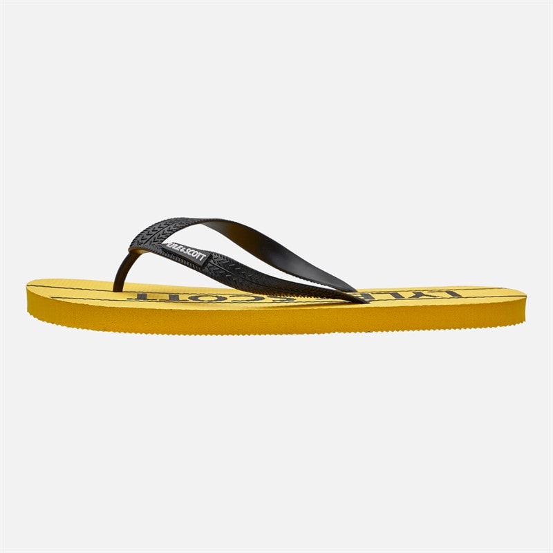 Lyle And Scott Vintage Mens Sand Flip Flops Yellow/Black - Image 2