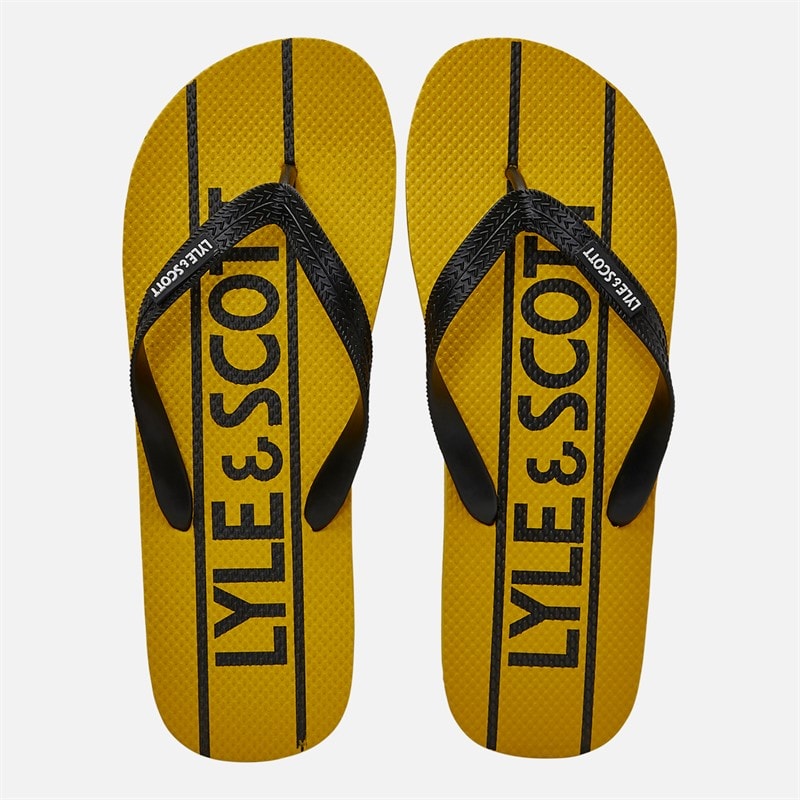 Lyle And Scott Vintage Mens Sand Flip Flops Yellow/Black - Image 4