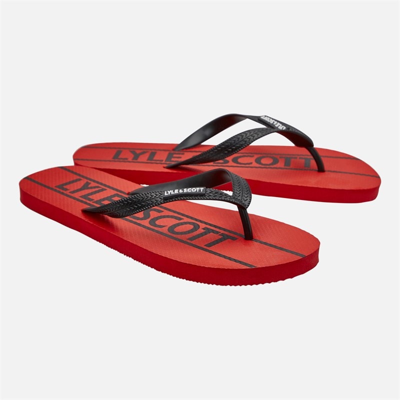 Lyle And Scott Vintage Mens Sand Flip Flops Red/Black