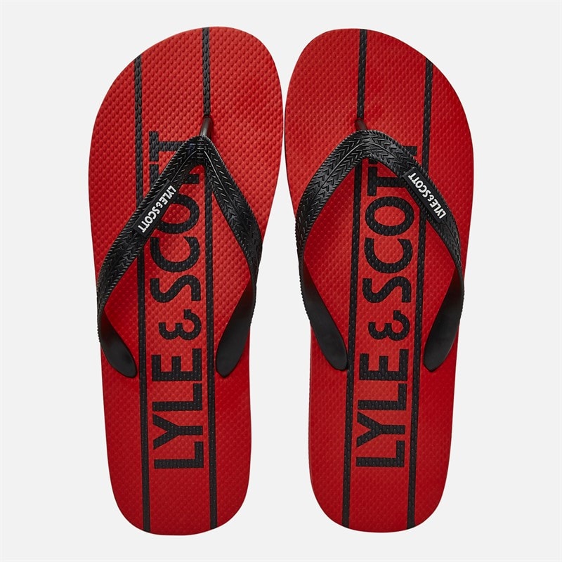 Lyle And Scott Vintage Mens Sand Flip Flops Red/Black - Image 4