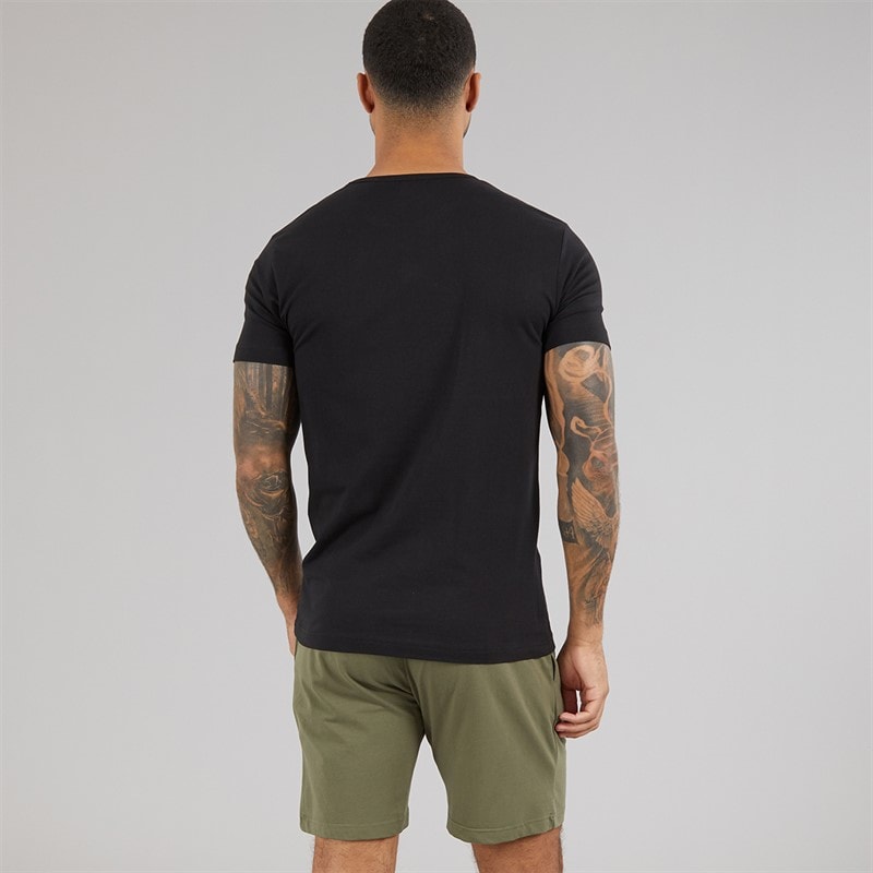Lyle And Scott Vintage Mens Charlie T-Shirt And Shorts Loungewear Set Black/Beetle - Image 2