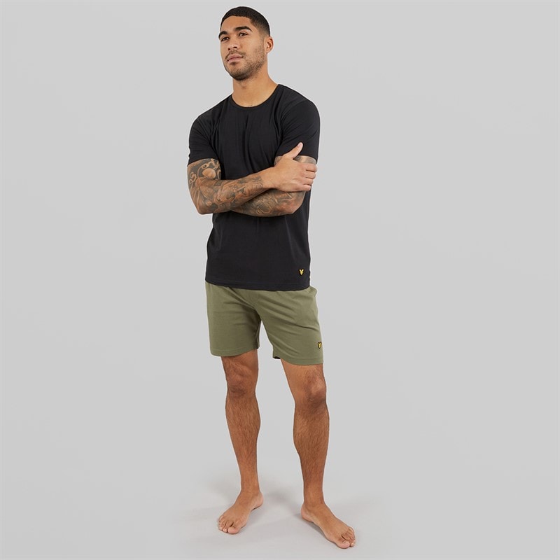 Lyle And Scott Vintage Mens Charlie T-Shirt And Shorts Loungewear Set Black/Beetle - Image 4