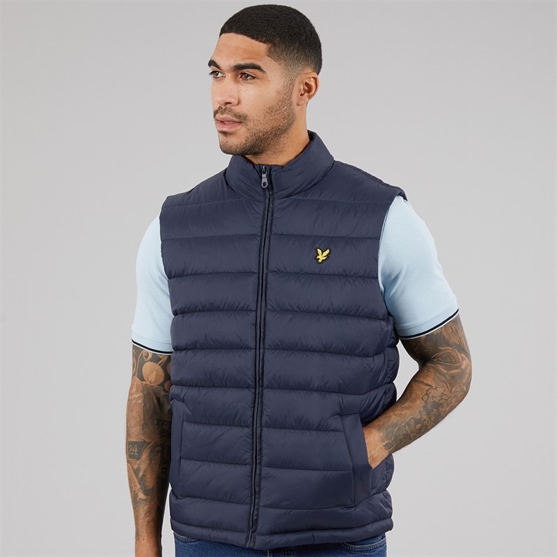 Lyle And Scott Vintage Mens Quilted Puffer Gilet Blue Night