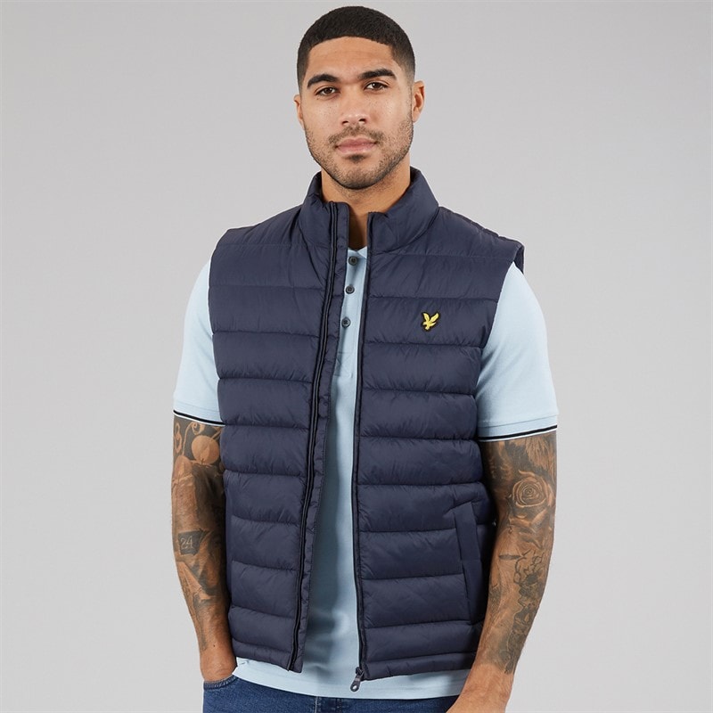 Lyle And Scott Vintage Mens Quilted Puffer Gilet Blue Night - Image 3