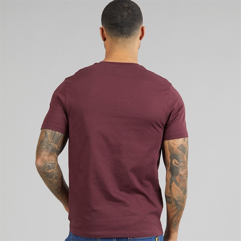 Lyle And Scott Vintage Mens Plain T-Shirt Burgundy - Image 2