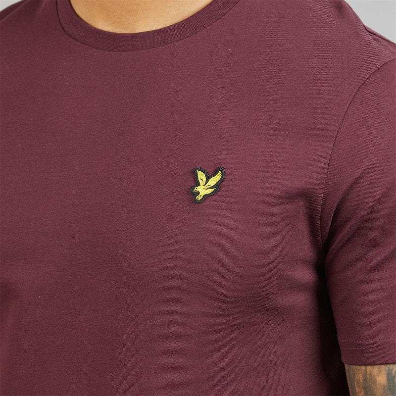 Lyle And Scott Vintage Mens Plain T-Shirt Burgundy - Image 3