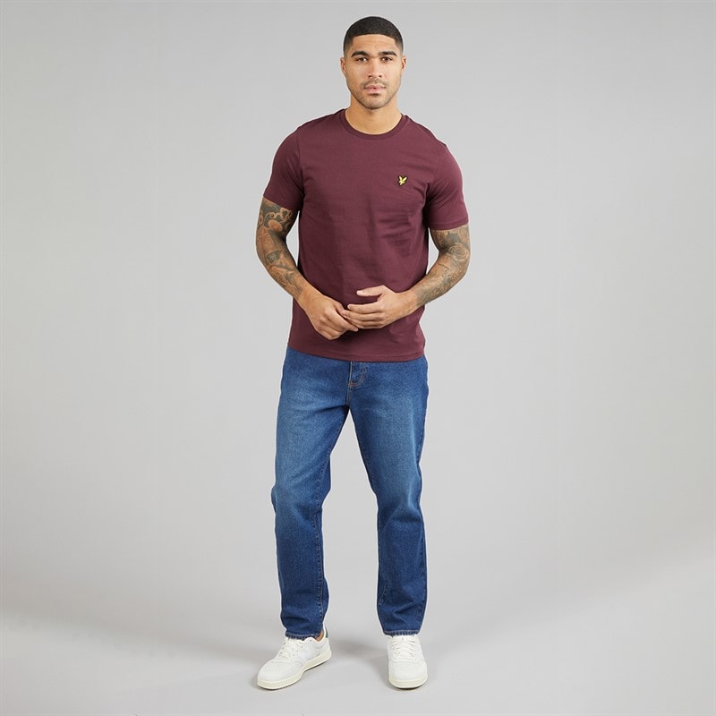 Lyle And Scott Vintage Mens Plain T-Shirt Burgundy - Image 4