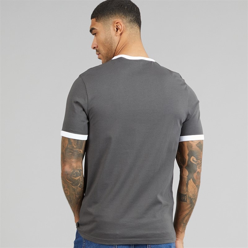 Lyle And Scott Vintage Mens Ringer T-Shirt Gunmetal/White - Image 2