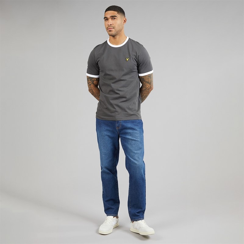 Lyle And Scott Vintage Mens Ringer T-Shirt Gunmetal/White - Image 4