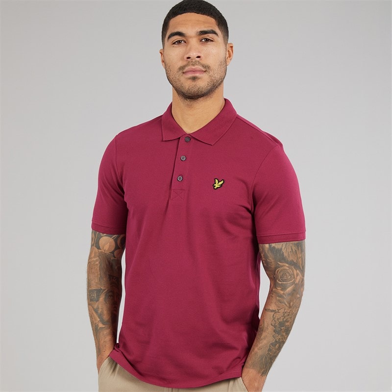 Lyle And Scott Vintage Mens Plain Polo Shirt Rich Burgundy