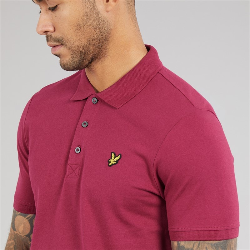 Lyle And Scott Vintage Mens Plain Polo Shirt Rich Burgundy - Image 3