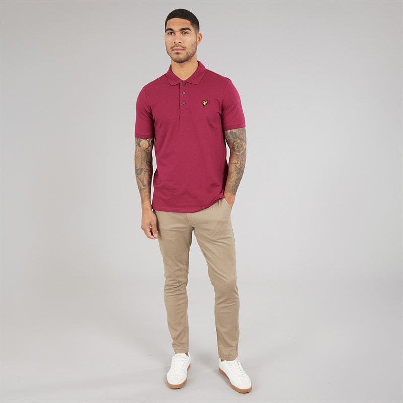 Lyle And Scott Vintage Mens Plain Polo Shirt Rich Burgundy - Image 4