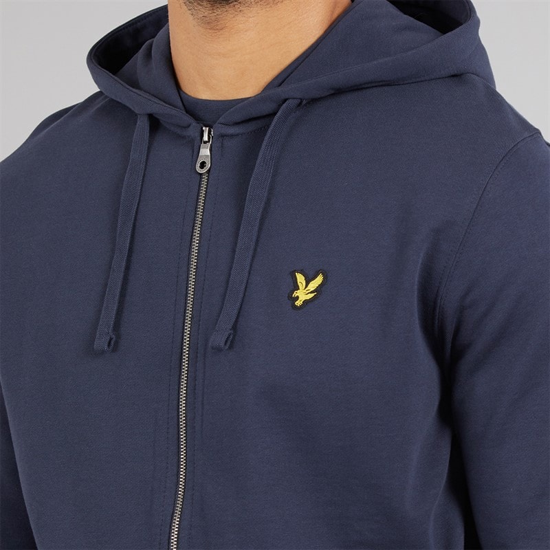 Lyle And Scott Vintage Mens Zip Through Hoodie Blue Night - Image 3