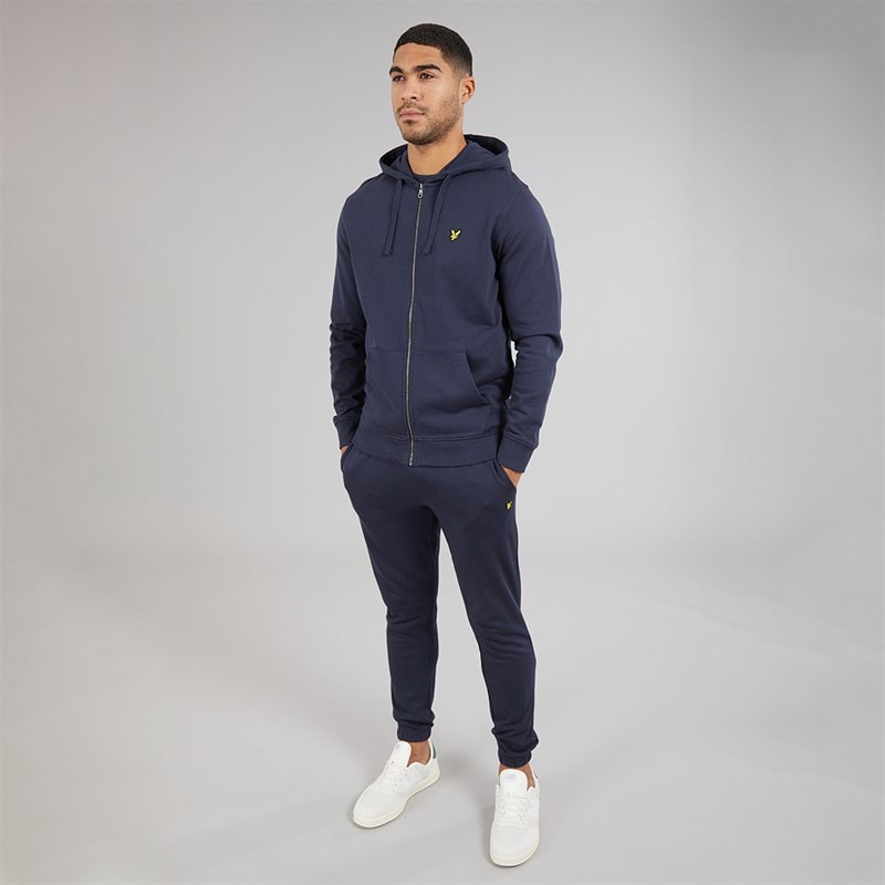 Lyle And Scott Vintage Mens Zip Through Hoodie Blue Night - Image 4