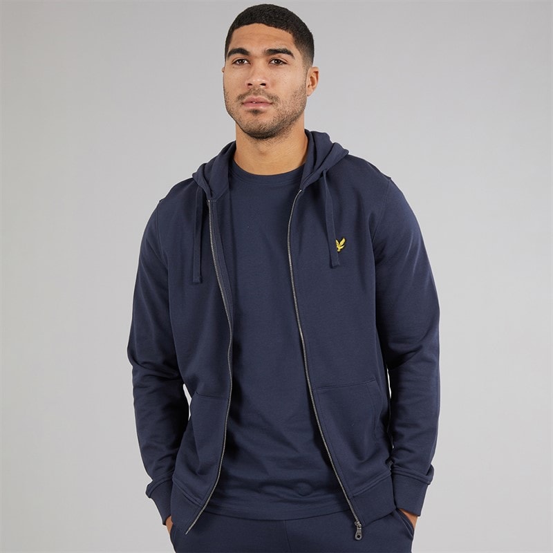 Lyle And Scott Vintage Mens Zip Through Hoodie Blue Night - Image 5