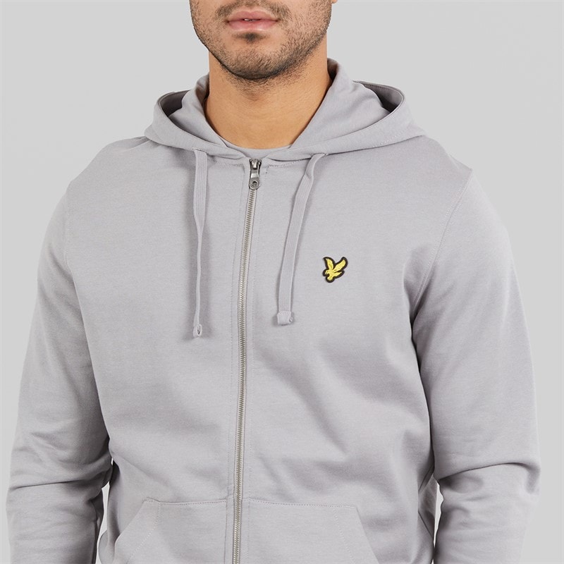 Lyle And Scott Vintage Mens Zip Through Hoodie Gull Grey - Image 3
