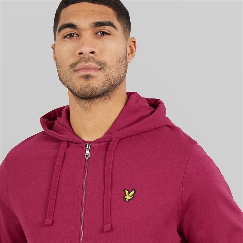 Lyle And Scott Vintage Mens Zip Through Hoodie Rich Burgundy - Image 3