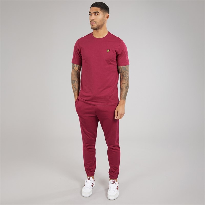 Lyle And Scott Vintage Mens Slim Joggers Rich Burgundy - Image 4