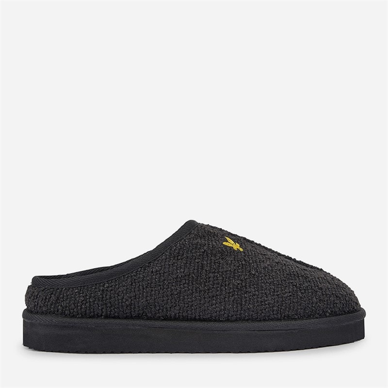 Lyle And Scott Vintage Mens Nox Faux Fur Lined Mule Clog Slippers Black - Image 2
