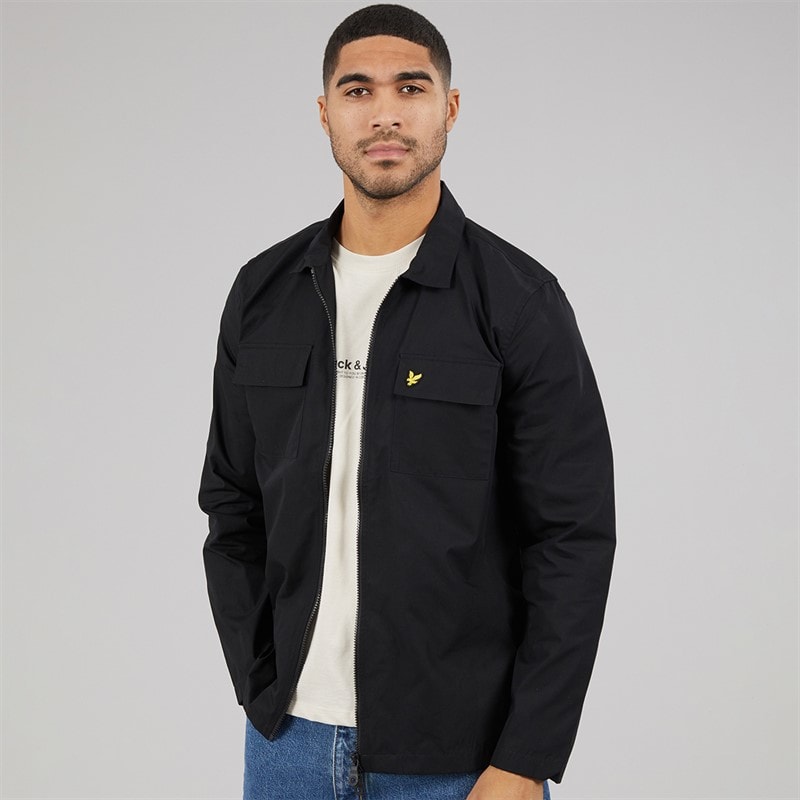 Lyle And Scott Vintage Mens Cotton Overshirt Jet Black - Image 3