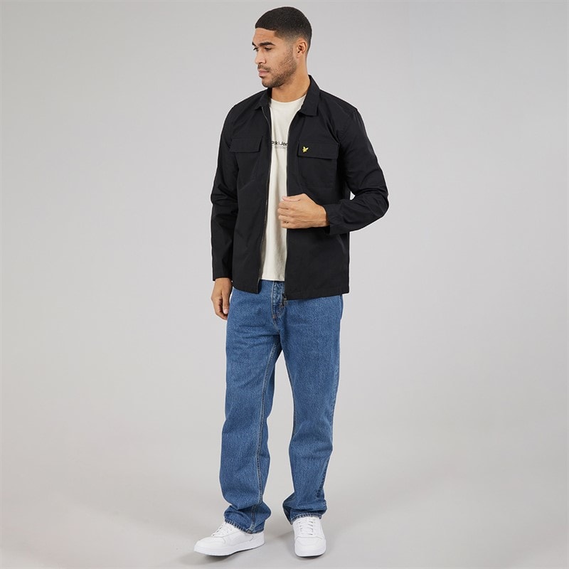 Lyle And Scott Vintage Mens Cotton Overshirt Jet Black - Image 4